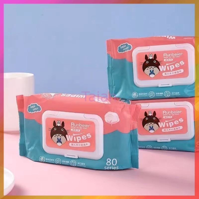 Taian ทิชชู่เปียก Baby wipes กระดาษเปียก ทิชชูเปียกเด็ก ผ้านุ่มชุ่มชื่น 80 แผ่น