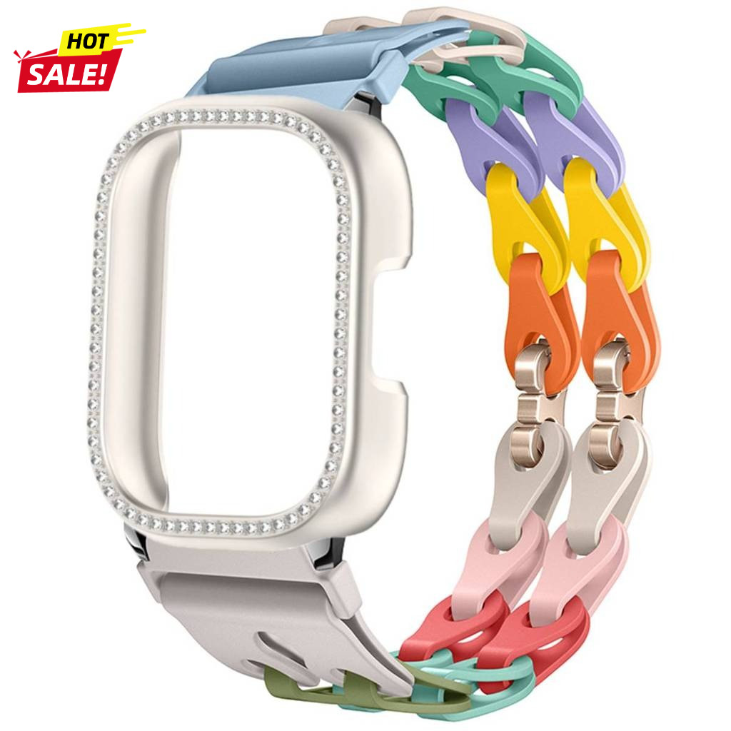 เคสเพชรพีซี+สายรัดเข้ากันได้กับ Redmi Watch 5 Active 5 Lite