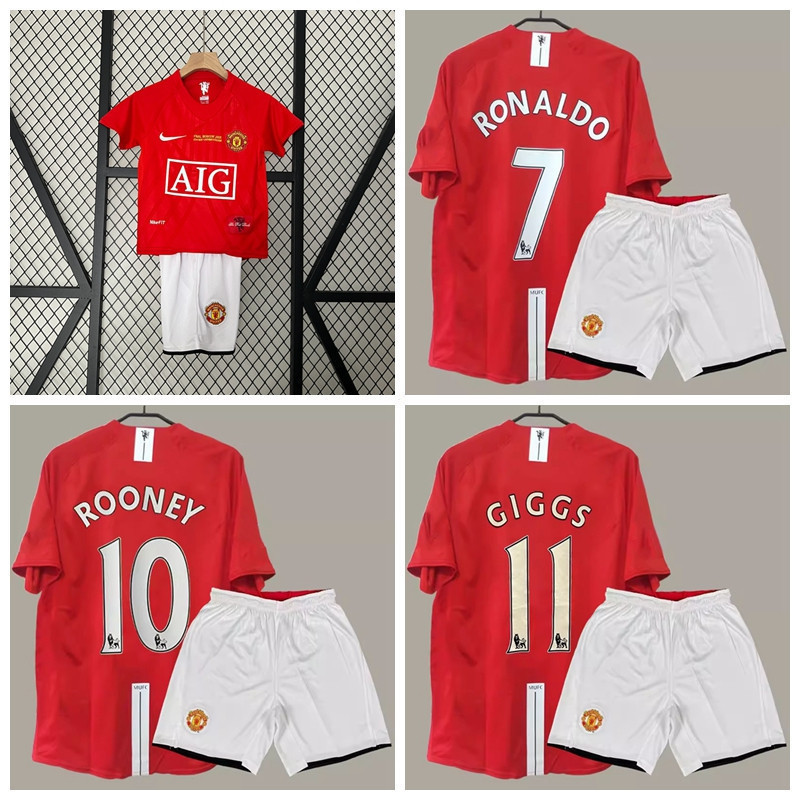 ชุดฟุตบอลเด็ก retro แมนเชสเตอร์ ยูไนเต็ด 2007-2008 Cristiano CR7 Rooney Giggs
