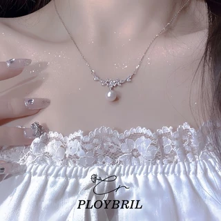 PLOYBRIL สร้อยคอ ประดับมุก พลอยเทียม ดอกไม้ สไตล์เกาหลี สําหรับผู้หญิง X015