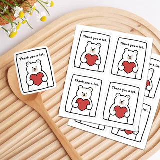 สติกเกอร์น้องหมีส่งใจ สติกเกอร์วาเลนไทน์ สติกเกอร์ Thank You ขนาด 5x6 cm