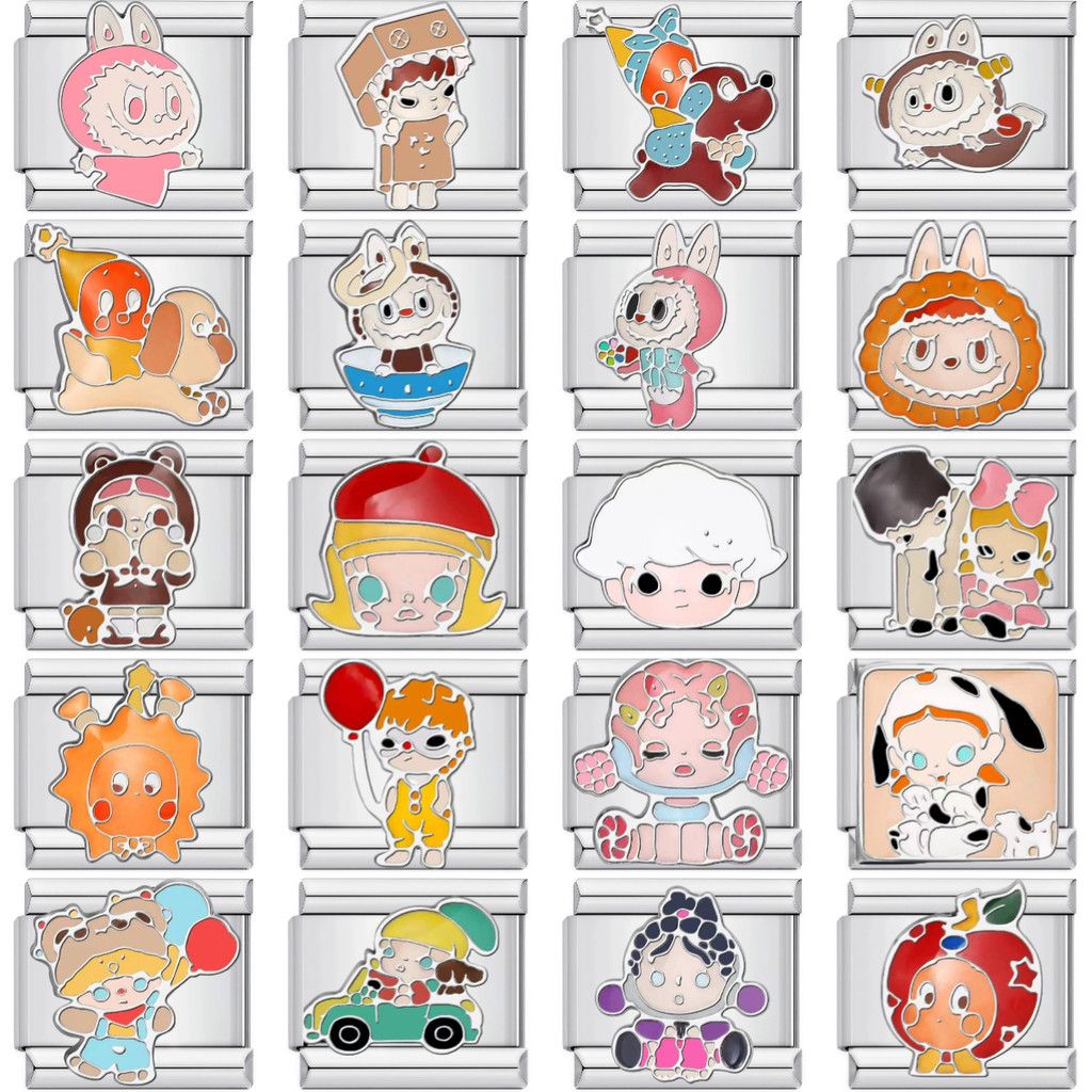 สร้อยข้อมือสไตล์อิตาลีจาก Pop Mart Labub Molly ขนาด 9 มม. สแตนเลส พร้อมลิงค์และ charm สำหรับทำเอง