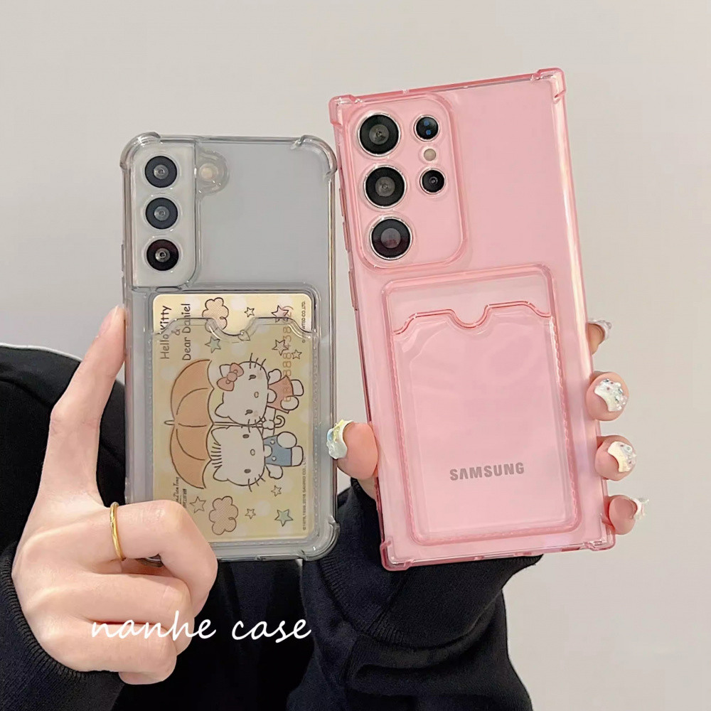 ตําแหน่งการ์ดเคสโทรศัพท์กันกระแทกเหมาะสําหรับ Samsung S26 S25 S24 S23 S22 Ultra Plus FE การออกแบบผู้ถือบัตรเป็นเคสป้องกัน TPU แบบนุ่ม