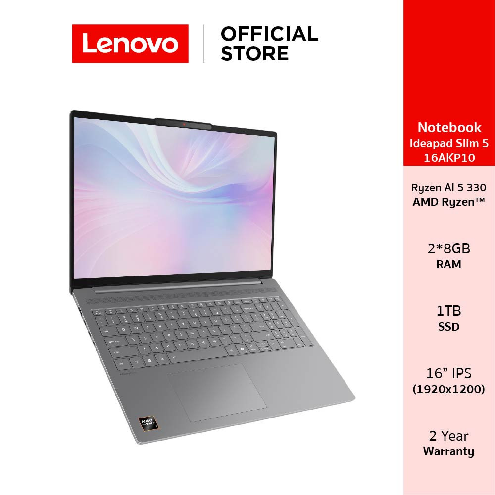 Lenovo Ideapad Slim 5 16AKP10(83HY008UTA)Notebook Ryzen AI 5 330 RAM 16GB SSD 1TB 16" IPS | Copilot+