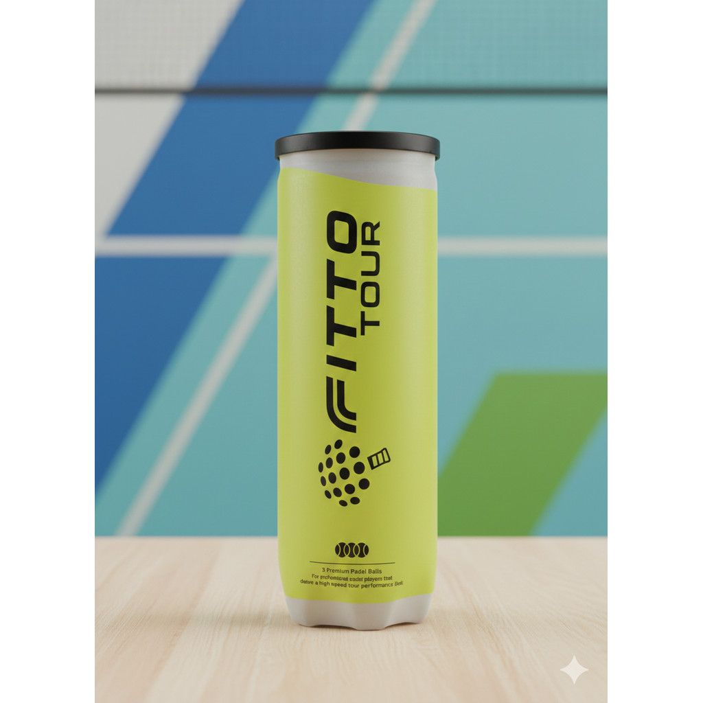 FITTO TOUR Padel Ball หลอดสีเหลืองนีออน บรรจุ 3