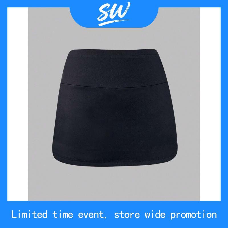 SShine Inawly กระโปรงมินิสีทึบสําหรับผู้หญิงพร้อมผ่าข้าง