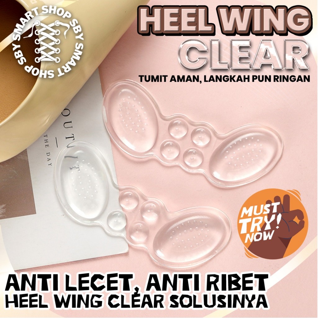 (CLEAR TRANSPARENT Heel SOLE) Heel Pad Anti-Scuff Heel Pad ตัวป้องกันส้นเท้ารูปปีก