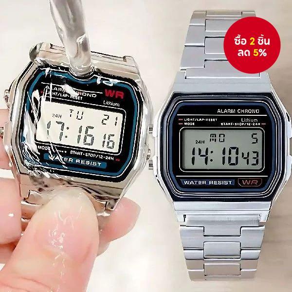 นาฬิกาดิจิตอล Retro Unisex พร้อมจอแสดงผล LED Luminous กันน้ําสําหรับใช้ในลําลองทุกวัน