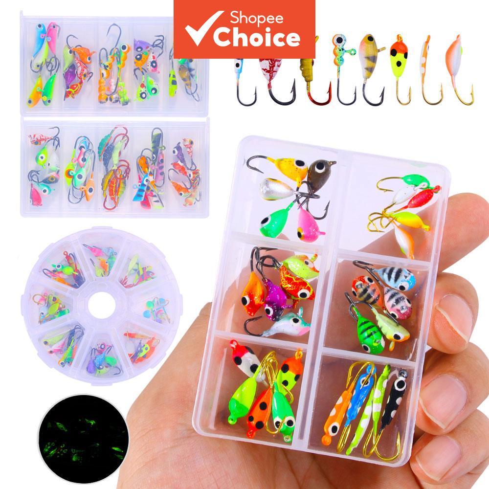 ชุดเหยื่อตกปลาน้ําแข็งเรืองแสง 25/30/40 ชิ้น 0.6-2g ฤดูหนาว Ice Tackle Pike ปลาขนาดเล็ก