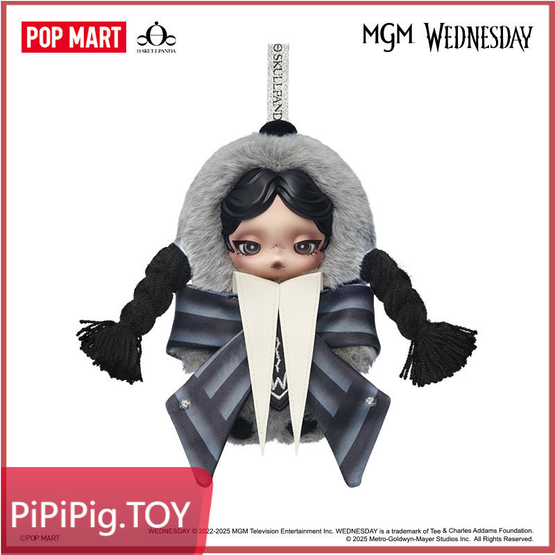 POPMART SKULLPANDA x Wednesday Plush Doll Pendant ของแท้ 100%