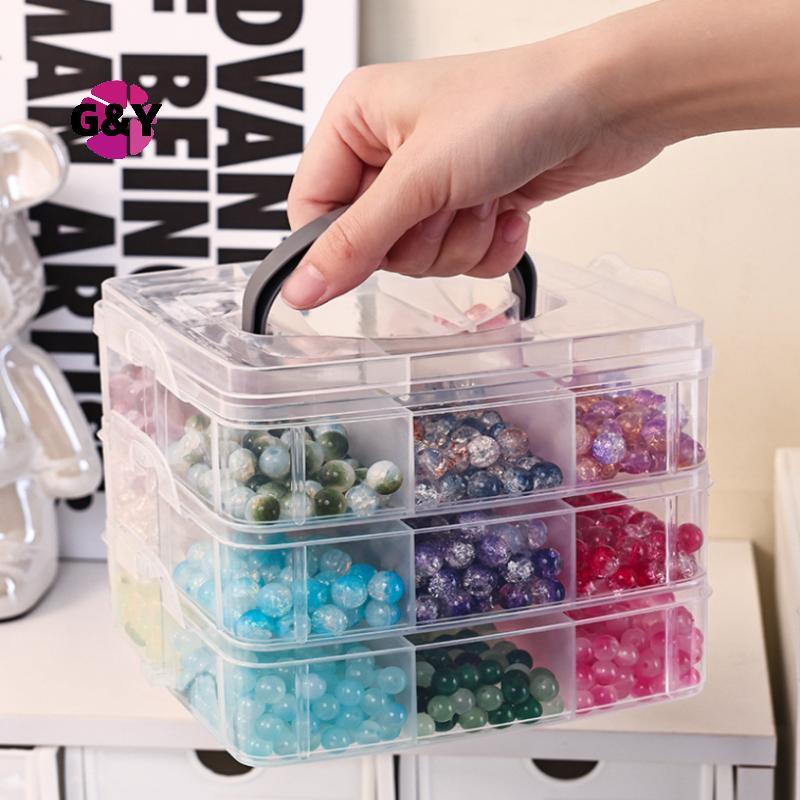 G&Y 1/2/3/4 ชั้นโปร่งใสปรับ Staablepartment Slot กล่องเก็บพลาสติกสําหรับจัดระเบียบของเล่นเครื่องประด