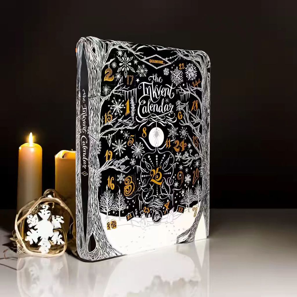 Diamine 2024 Black Christmas Ink withered Rose Stone Cave Baltic Breeze