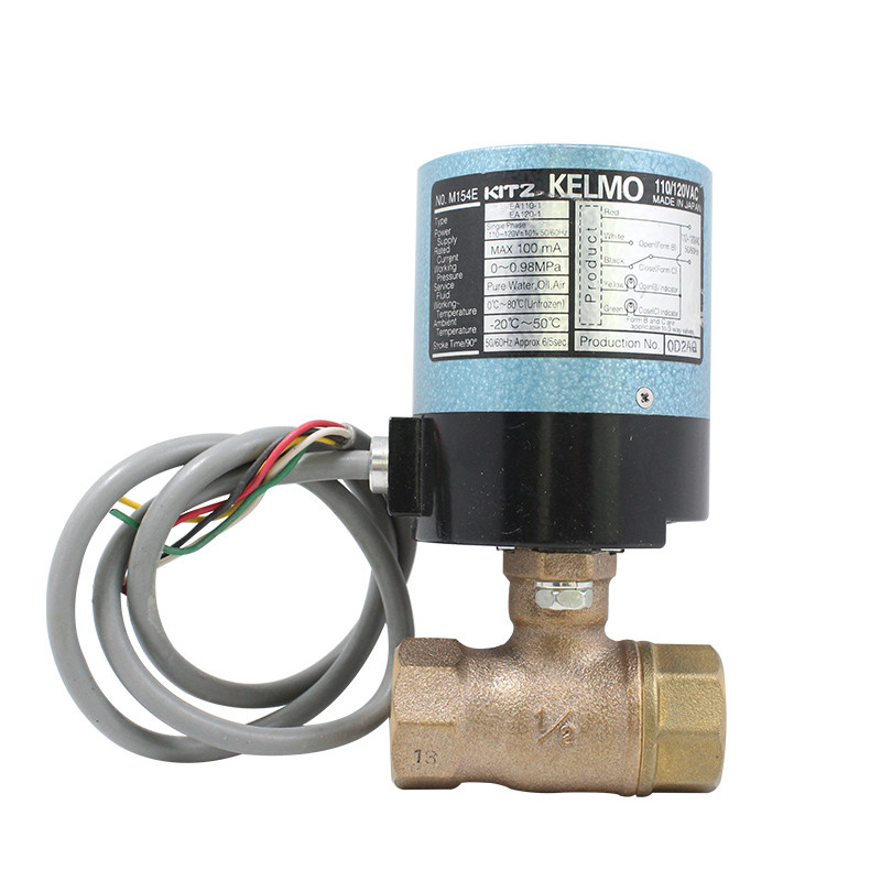 KITZ บอลวาล์วไฟฟ้า EA100-TE Class 10K บอลวาล์วสีบรอนซ์ EA100-1 EA100-1.5 EA100-2 ตัวกระตุ้นไฟฟ้า KEL
