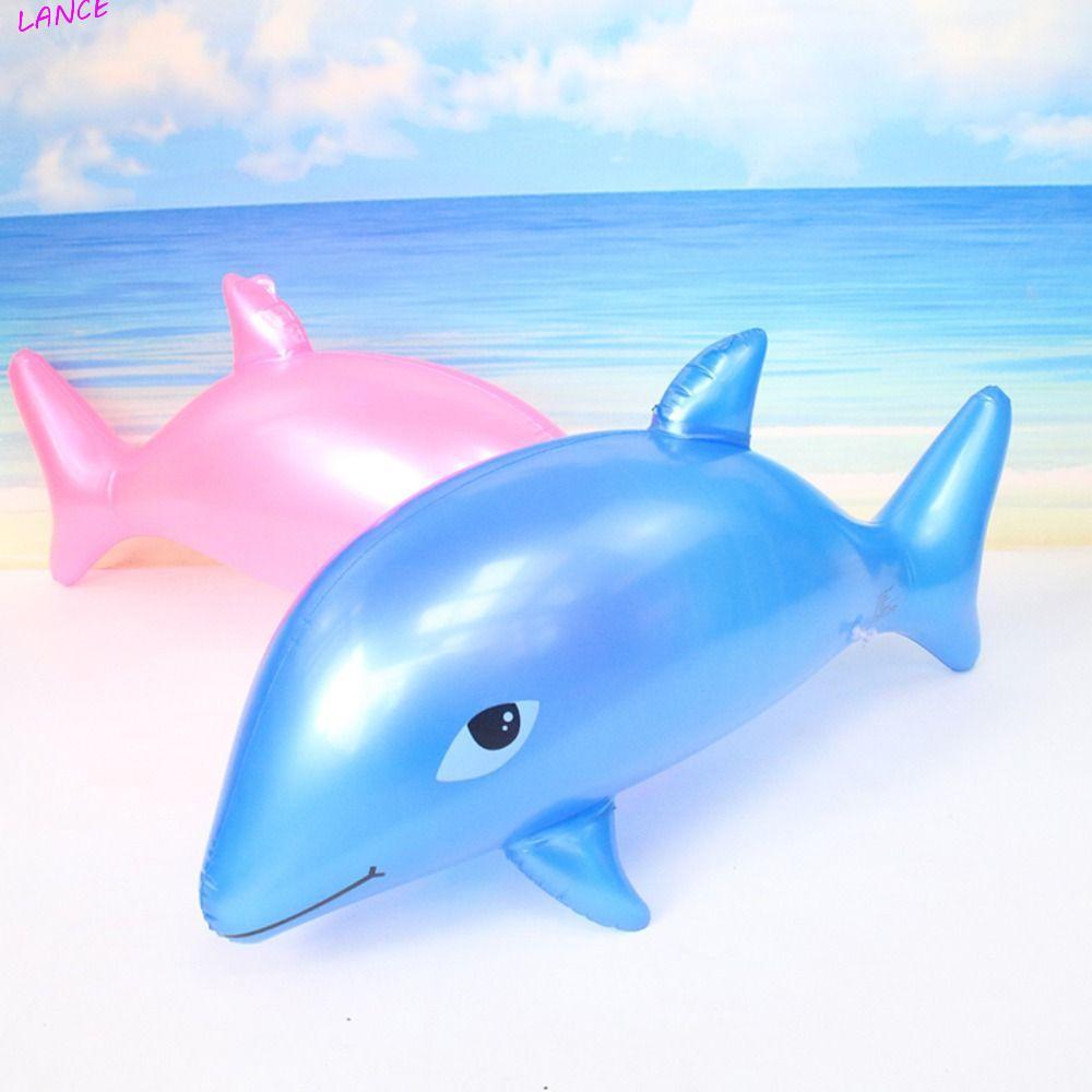 LANCE Beach แหวนว่ายน้ําจําลอง Dolphin น่ารัก Float Air Mattresse PVC Dolphin Blow ของเล่นสระว่ายน้ํา Party Inflatable ของเล่น