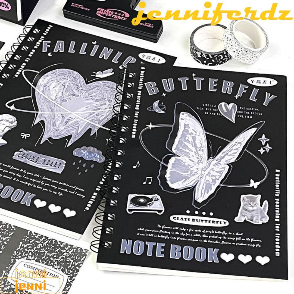 JENNIFERDZ Coil Notapad, A5 Notepad 50 แผ่น A5 Notebook, High Beauty Style Y2K Vintage Retro Cover S