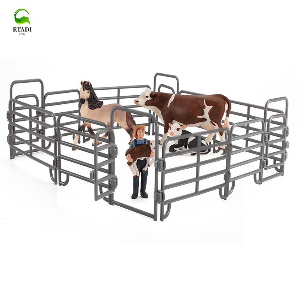 RTADI จําลองฟาร์ม Ranch DIY รั้ว, อุปกรณ์รั้วฟาร์ม DIY จําลองรั้ว Ranch, รางพลาสติกตกแต่งรุ่น Ranch 