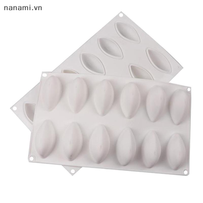 [nanami] 12 Cavity Silicone Cake Fondant Mold Form Quynelle Shaped Mould Mousse Cake Tool [VN]