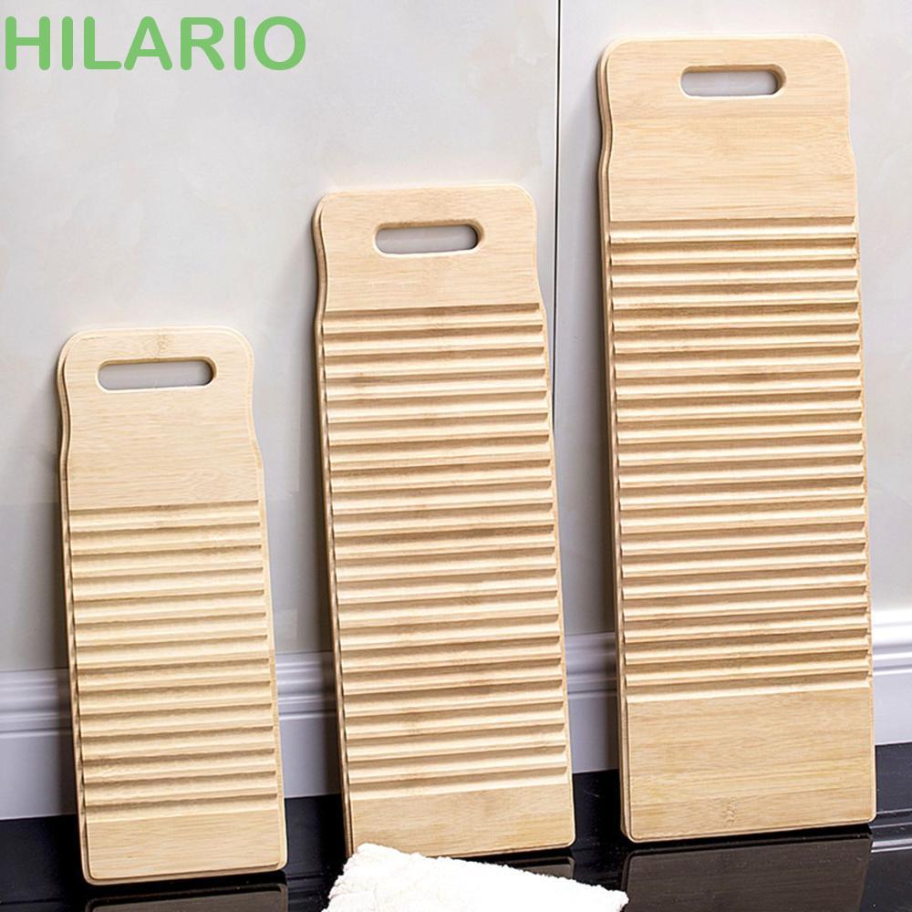 HILARIO Washboard คู่มือที่ใช้งานได้จริงไม้ไผ่กันลื่นแบบพกพาทนทานซักรีดบอร์ด