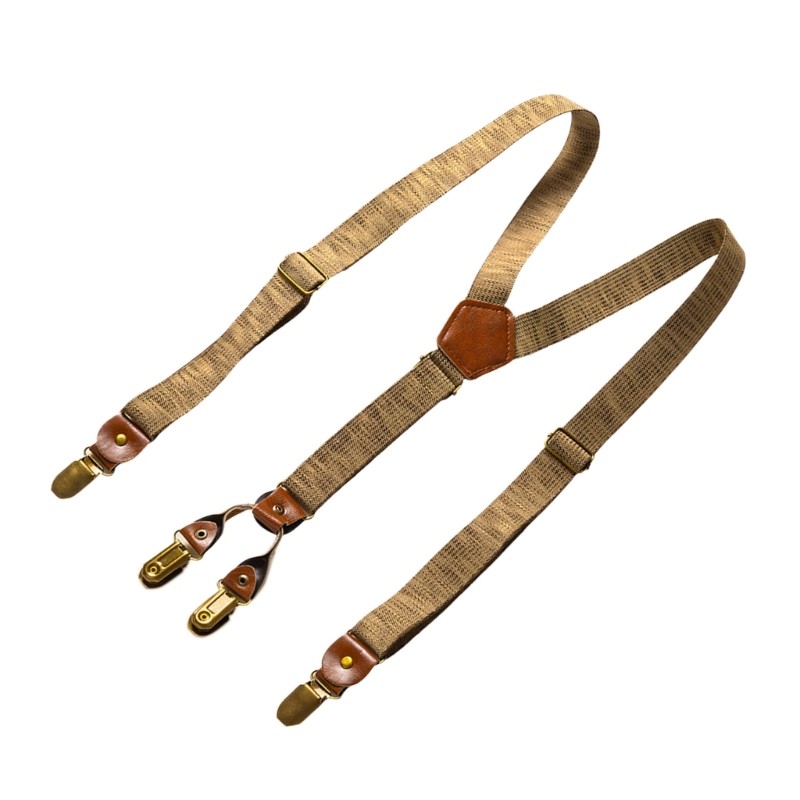CS Nostalgic Suspenders สายคล้องสําหรับผู้ชายผู้หญิงเด็กยืด 4 คลิปรั้ง NonSlip Claps สําหรับ Casual 