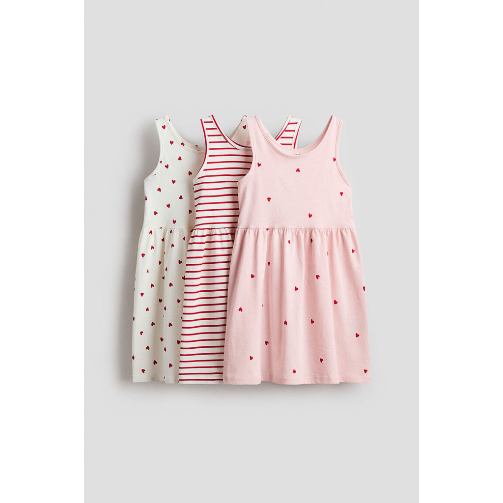H&M(เอชแอนด์เอ็ม) เดรสผ้าคอตตอนพิมพ์ลาย แพ็ค 3 ชิ้น เด็กหญิง 1281576_6