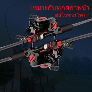 ชุดตกปลา ชุดตกปลา 1 ชิ้น รอกเบ็ดตกปลา รอกหยดน้ำ เบสโรลพร้อมคันเบ็ดเหยื่อกบจำลอง ชุดตกปลา 18 1BB 7.2:1