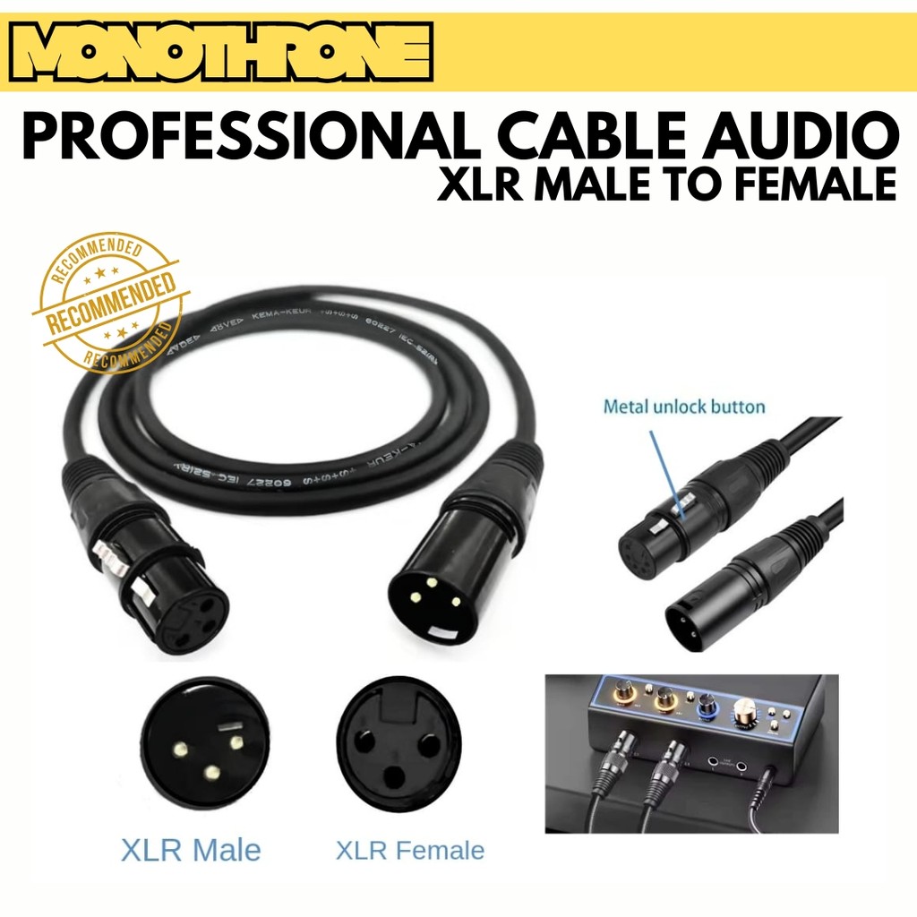 Canon XLR Male To XLR Female Microphone Mic Mixer Amplifier Speaker XLR Mic 3 pin Professional