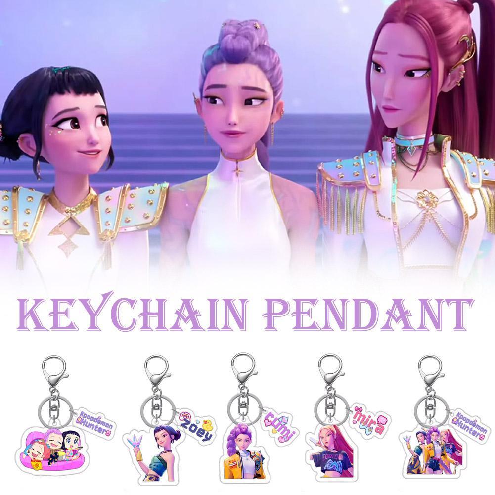 Kpop Demon Hunters Creative อะคริลิคพวงกุญแจ Saja แหวนเด็กของที่ระลึก Key ตกแต่ง U2z6