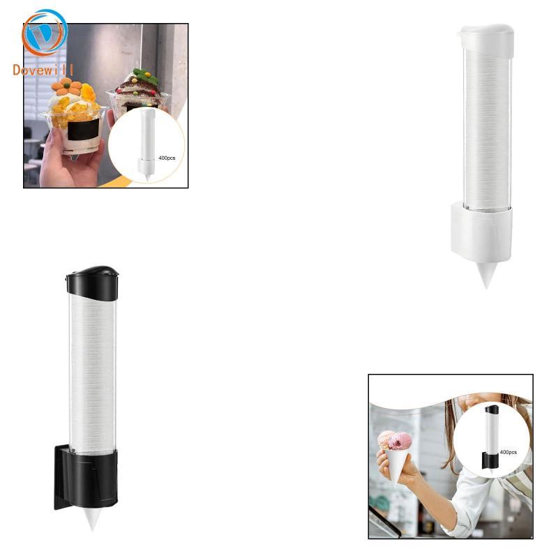 [Dovewill] 400 ชิ้นถ้วยกรวยหิมะถ้วยไอศกรีมติดผนังที่วางแก้วดึงประเภท Leak Proof วัสดุ PP เครื่องจ่าย