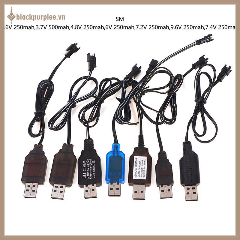 BPURPURPLE 3.6-9.6V 250mA NiMh/NiCd Battery USB Charger Cable SM 2P Forward Plug.