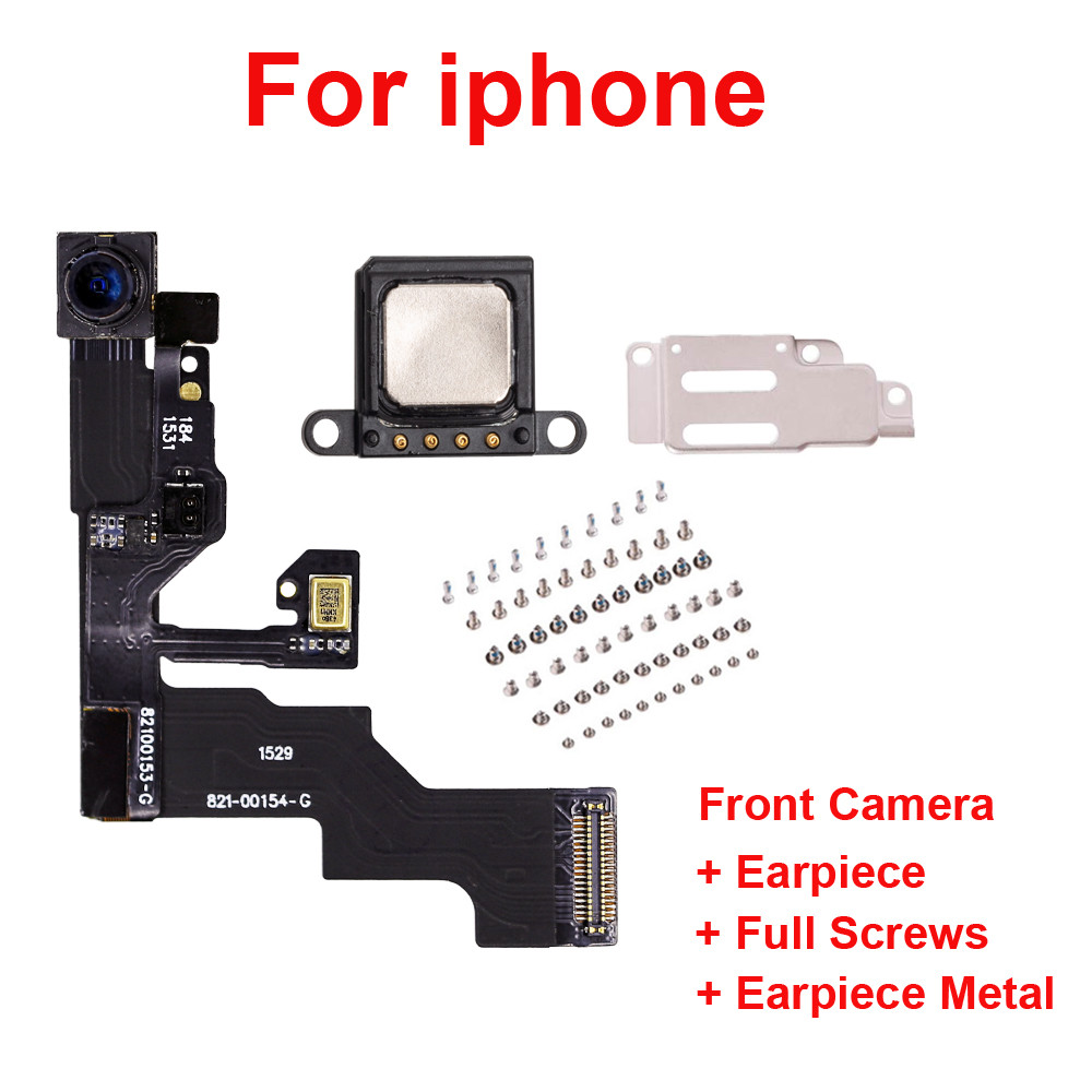 1 ชุดสกรู + หูฟัง + โลหะ + กล้องหน้าขวา Proximity Sensor Flex Cable พร้อมชุดไมโครโฟนสําหรับ iPhone 6 6s 7 8 Plus