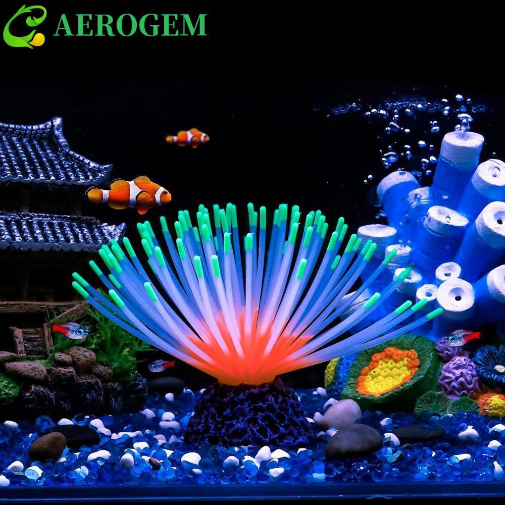 AEROGEM Luminous Sea Urchin, Soft Fake Sea Urchin Bulb, Aquatic Plants Fluorescent Silicone Simulati