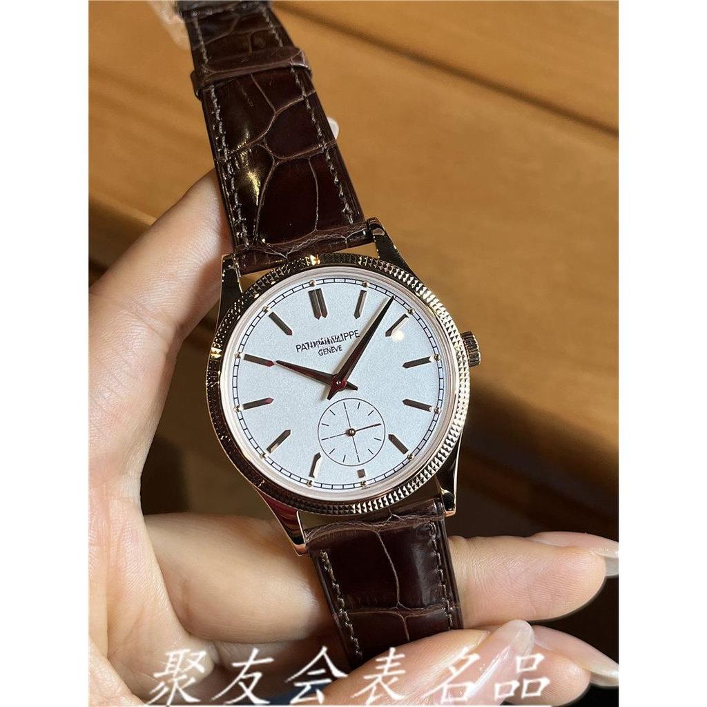 PatekPOhilippeCALATRAVA Rose Gold ขนาดเล็กมือสองคู่มือนาฬิกา 6119R-001