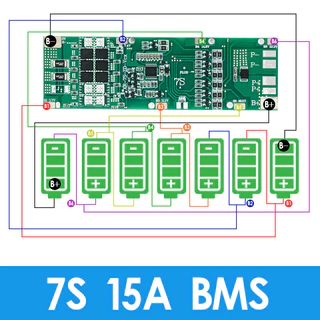 BMS 7S 24V 10A 15A 20A 30A Li-ion 18650 แบตเตอรี่ชาร์จพร้อมฟังก์ชั่นสมดุลวงจรสั้น/อุณหภูมิป้องกัน