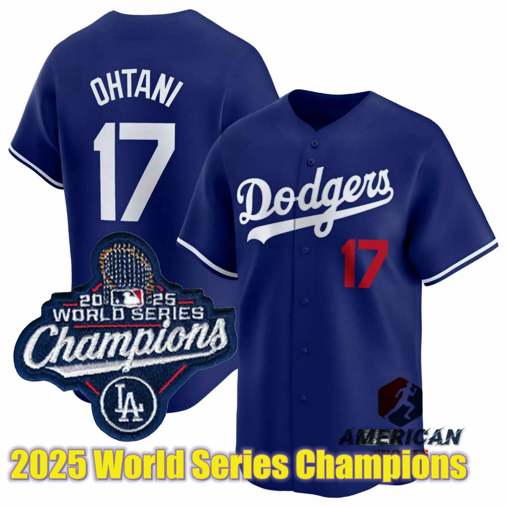 Mens 2025 World Series Champions Jersey Los Angeles Dodgers Shohei Ohtani Blue Baseball Jersey