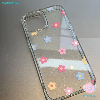 CODที่ไทย เคสสำหรับไอโฟน15 ลายดอกไม้งดงาม เคสมือถือใสนิ่มกลิตเตอร์วาว For IPhone16 15 13 14 11 12Pro Max 6/7/8Plus XR XS