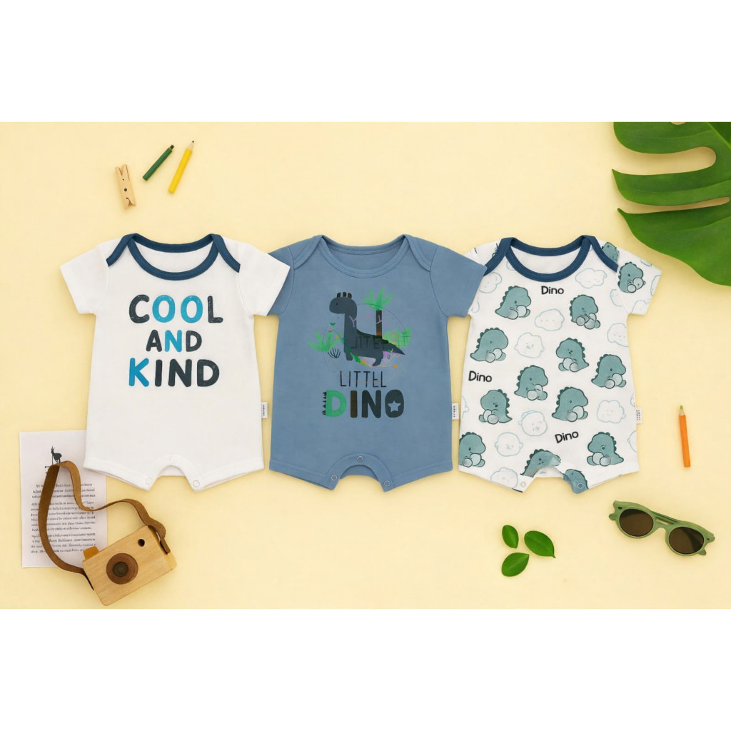 BINBIDS BABY JUMSUIT/NEWBORN 3 - 12 MONTHS 1 PACKAGE CONTAINS 3