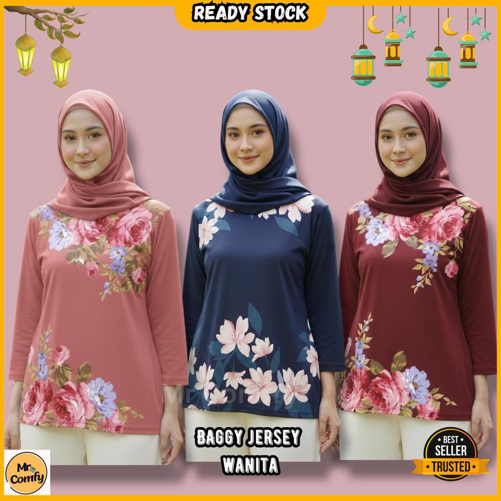 MUSLIM JERSEY BAGGY สไตล์ดอกไม้ BATIK ผู้หญิง BAGGY แขนยาว JERSEY WARNING ผู้หญิง JERSEY POLYSTER เส