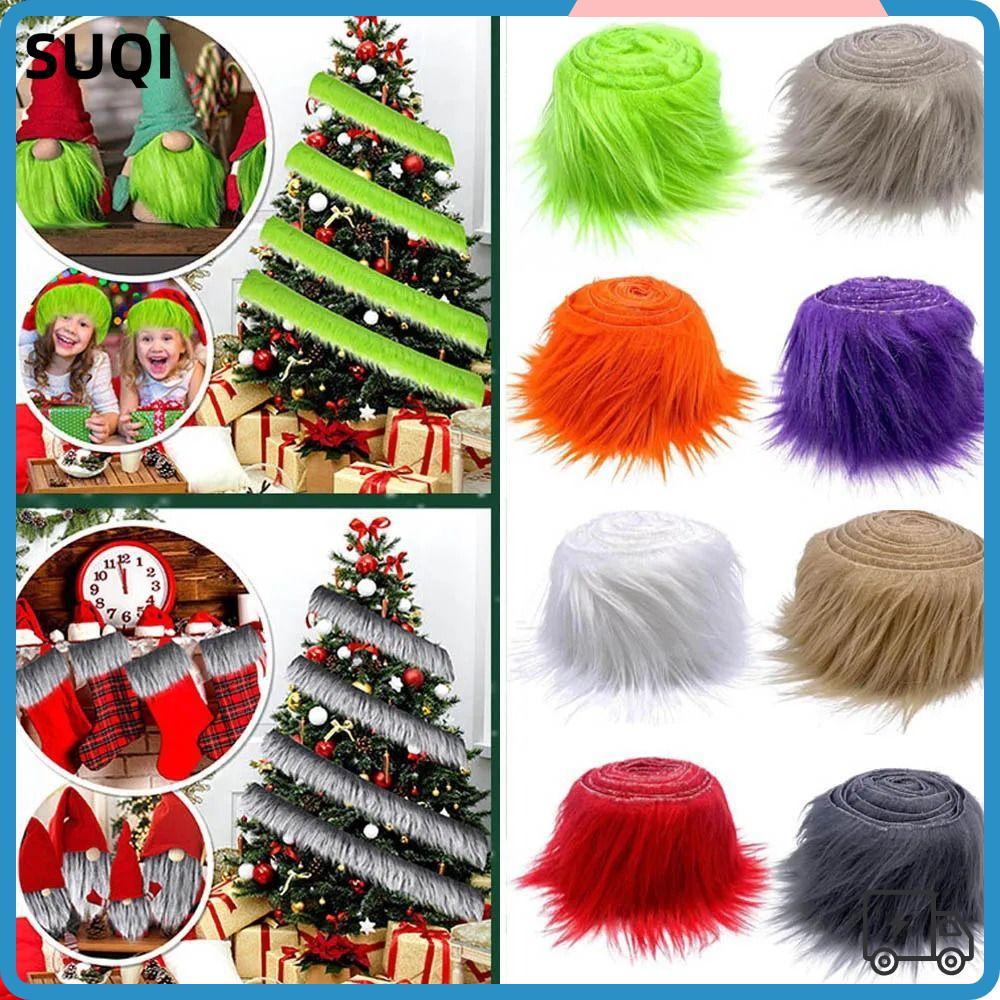 SUQI เครื่องแต่งกายเย็บ Fluffy Trim, 1.5M สีทึบ Faux Fur Ribbon, ทนทาน DIY Plush Fur Stripe ตกแต่งคร