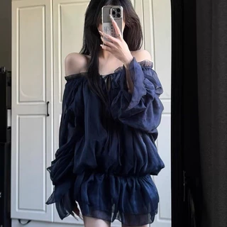 NOVA-ชีฟอง เสื้อสุภาพสตรี คอปก สีทึบ ผูกขึ้น ประเภทรุ่นหลวม หวาน ความสง่างาม แฟชั่นฤดูร้อน