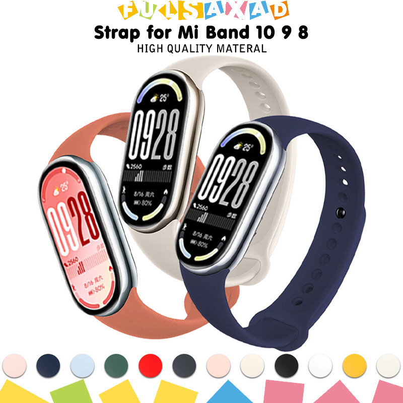 สายซิลิโคนกีฬา for Xiaomi Smart Band 10 9 8 แถนยางเปลี่ยนสีนุ่ม for Smartwatch MiBand 10 9 8 NFC