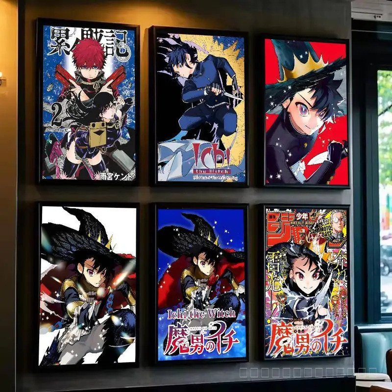 อะนิเมะ I-Ichi the Witch โปสเตอร์ Self-กาวศิลปะกระดาษกันน้ําสติกเกอร์กาแฟ House Bar หอพักตกแต่งผนังห