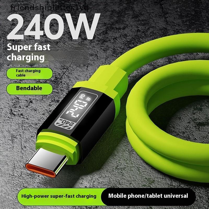 (แฟน) 240W 1.5m Fast CHARGING USB Type-C ถึง Type-C พร้อมจอแสดงผลพลังงานเรียลไทม์สําหรับโทรศัพท์มือถือสายชาร์จเร็ว (TH)