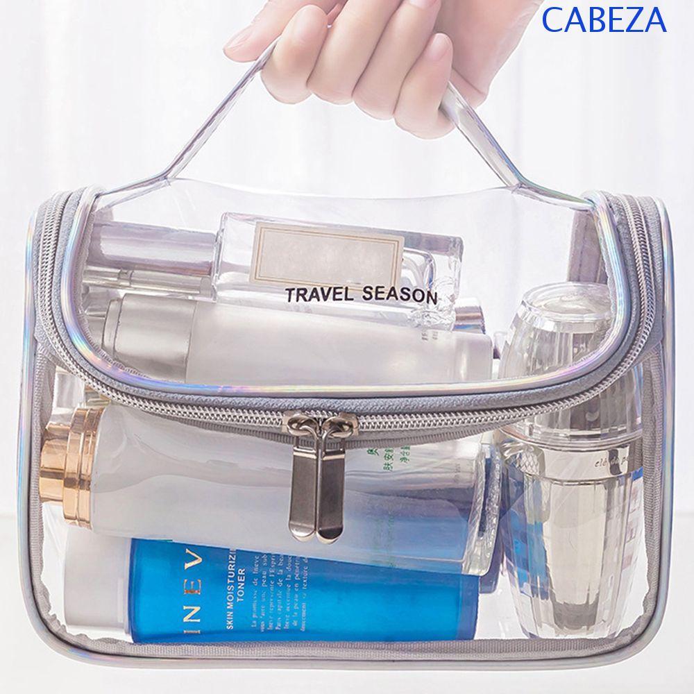 CABEZA ถุงเก็บกันน้ํากรณีเครื่องสําอางกลางแจ้งแบบพกพา Travel Organizer กระเป๋าซิปขนาดใหญ่ความจุกระเป๋าแต่งหน้าโปร่งใส