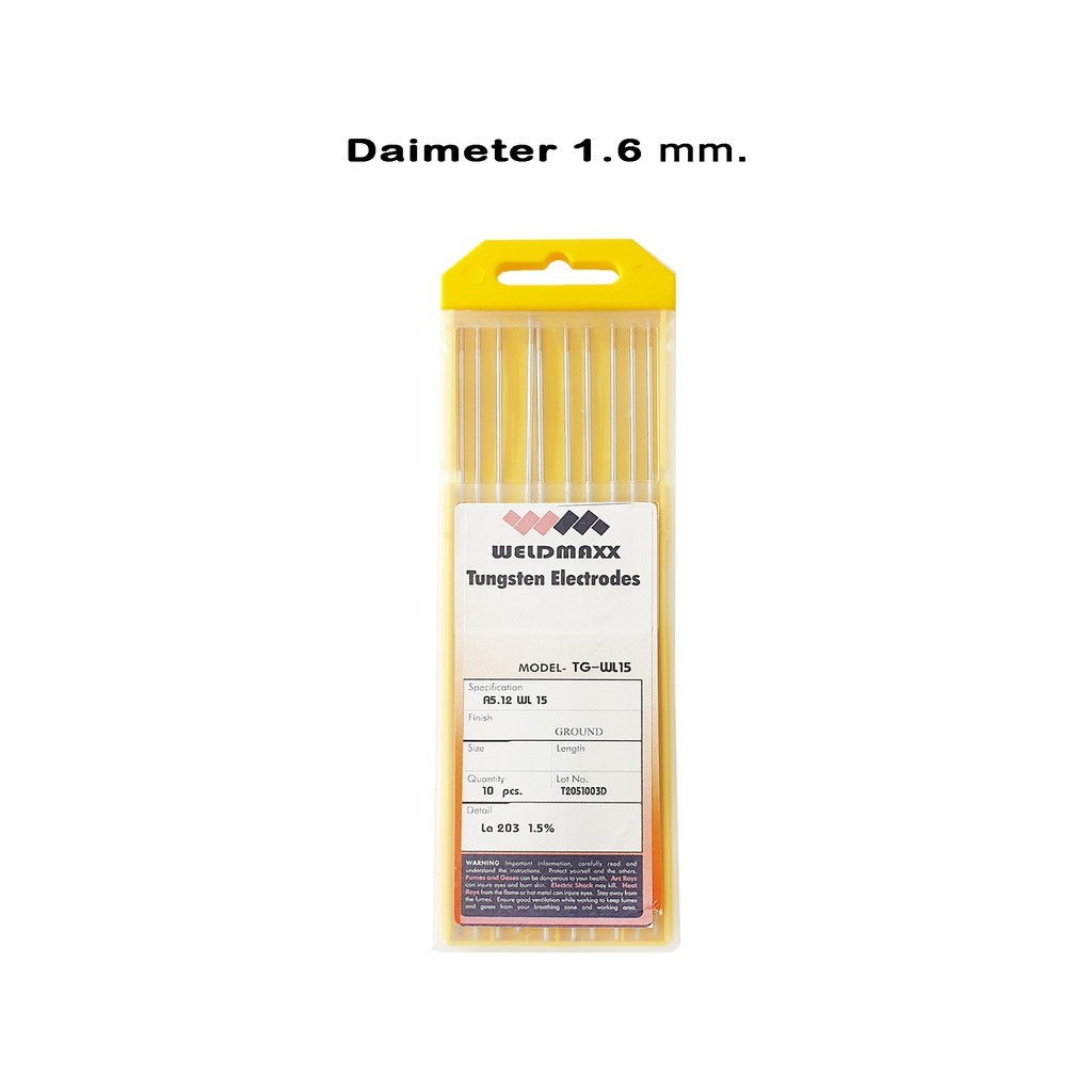 ออกใบกำกับภาษีได้ ส่งทันที WELDMAXX ลวดเชื่อมทังสเตน (หัวทอง) TG-WL15 (ห่อละ 10 เส้น) มีบริการเก็บปลายทาง