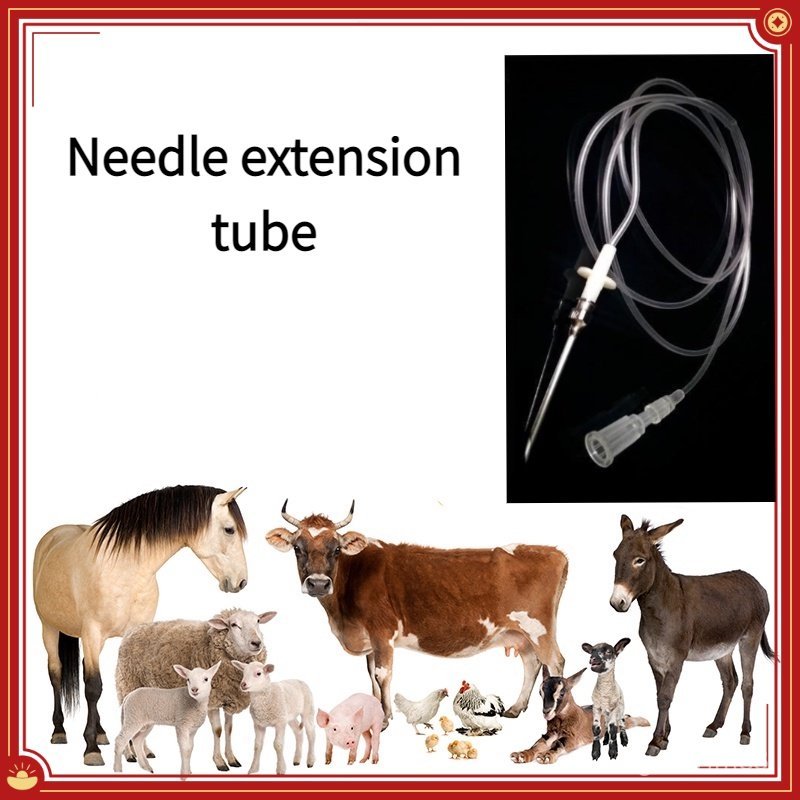 Veterinal Large Mouth Syringe Needle Tube Extension With Conversion Headband Stainless Steel
