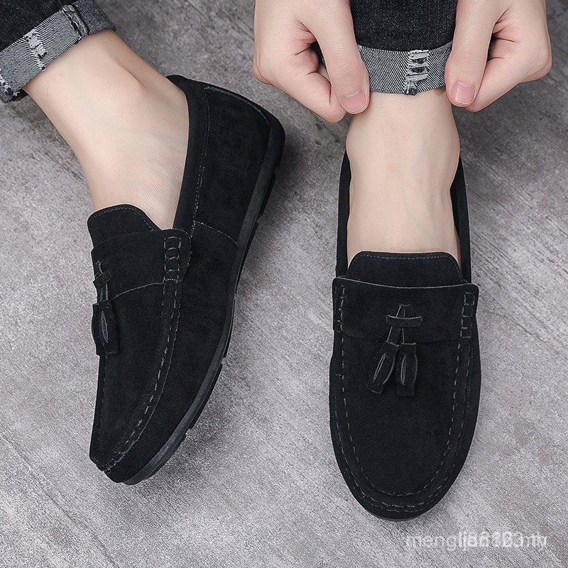 2026 Slip On Suede Leather Black Shoes Men Driving Shoes Low-Top Loafer E8JP OIIR