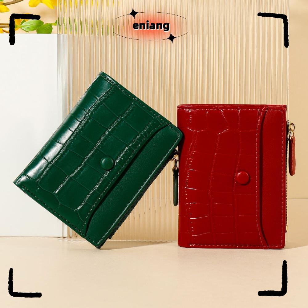 ENIANG Purse Mini Ladies Multi-card PU Leather Buckle Stone Pattern Card Holder