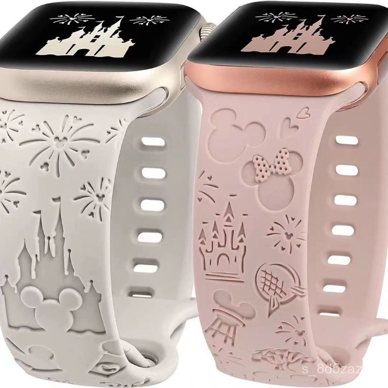 3D Disneyland For Apple Watch Strap for Iwatch 10/9/8/7/6/SE/5/4 Watch Print Silicone Watch Replacem