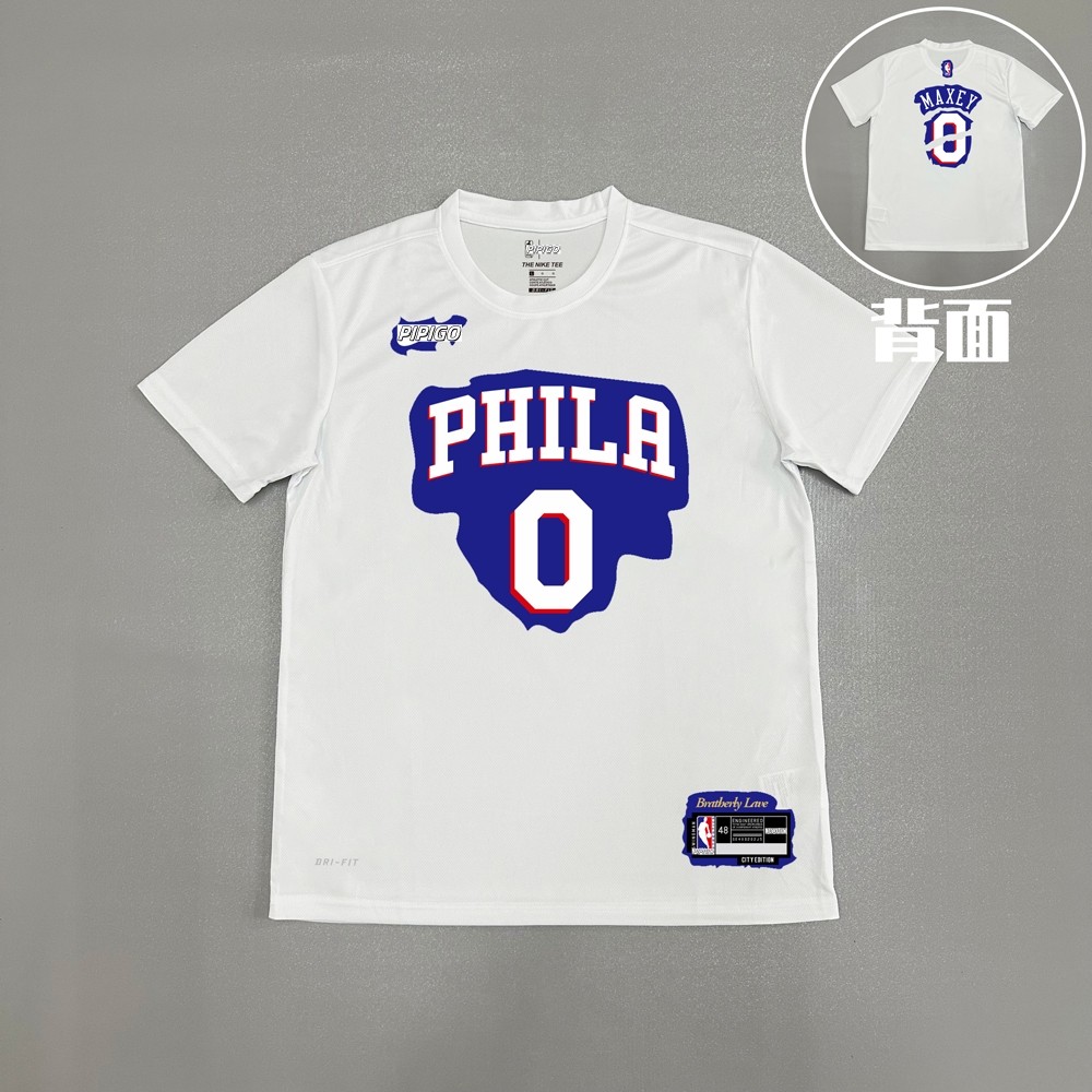 ชุดWarm-Up ทีมPhiladelphia 76ers สเวตเตอร์แขนสั้นแห้งเร็ว