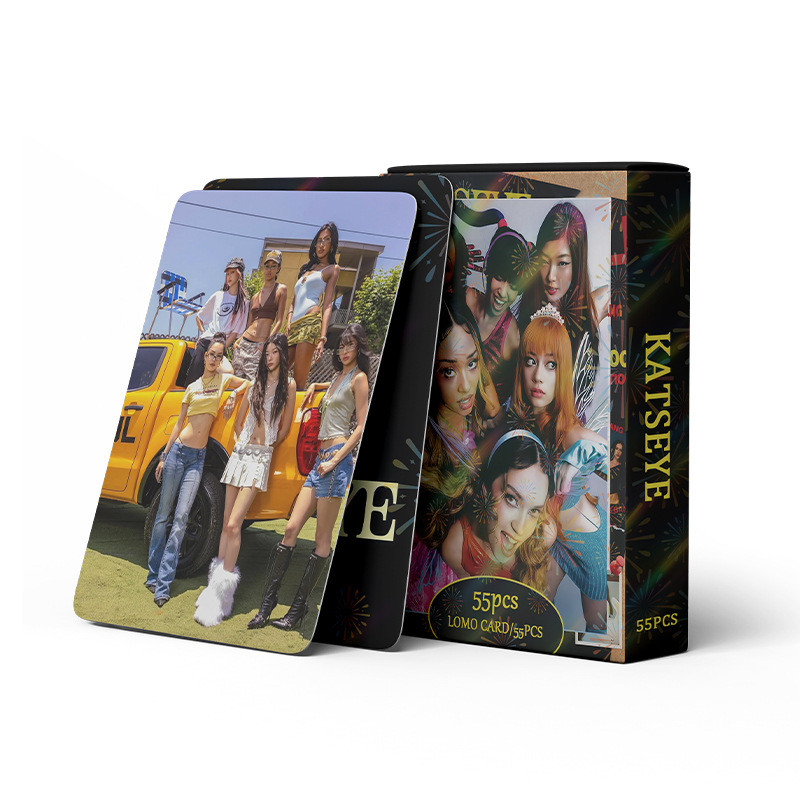 30-124pcs KATSEYE เลเซอร์โปสการ์ดรูปหัวใจ 2026 คําอวยพรฤดูกาลอินเทอร์เน็ตสาว Lomo การ์ด SOPHIA DANIE